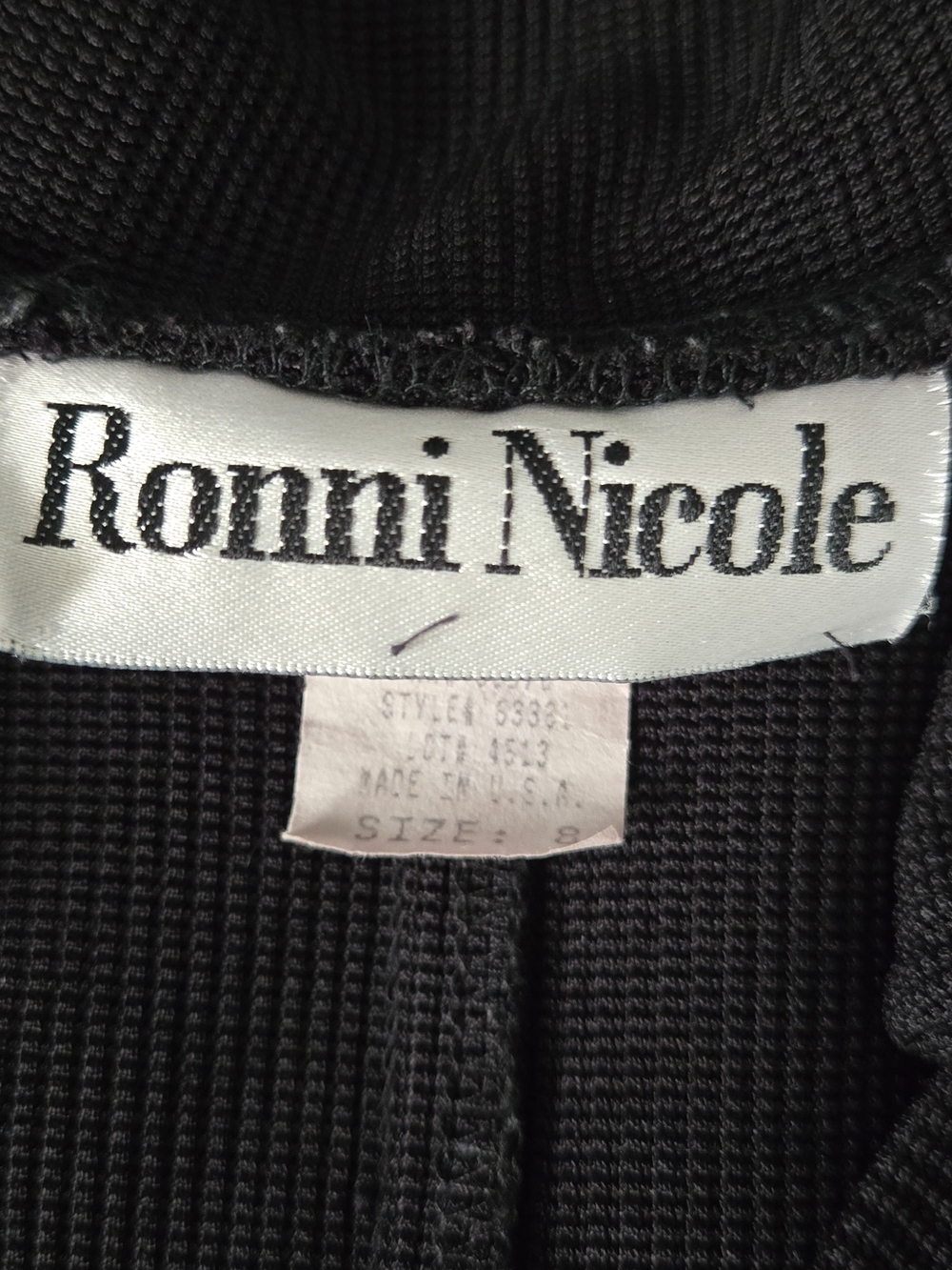 Vintage Ronni Nicole Black Polo Collar Dress V Neck Short Sleeve Size 8 - Picture 8 of 8